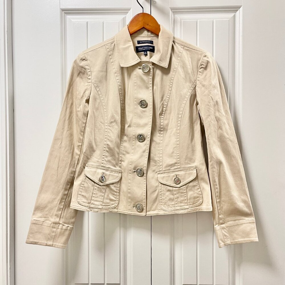 Jones New York Utility Jacket Cream - M Petite